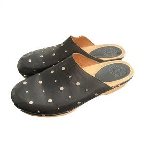 Penelope Childers wood and leather clogs